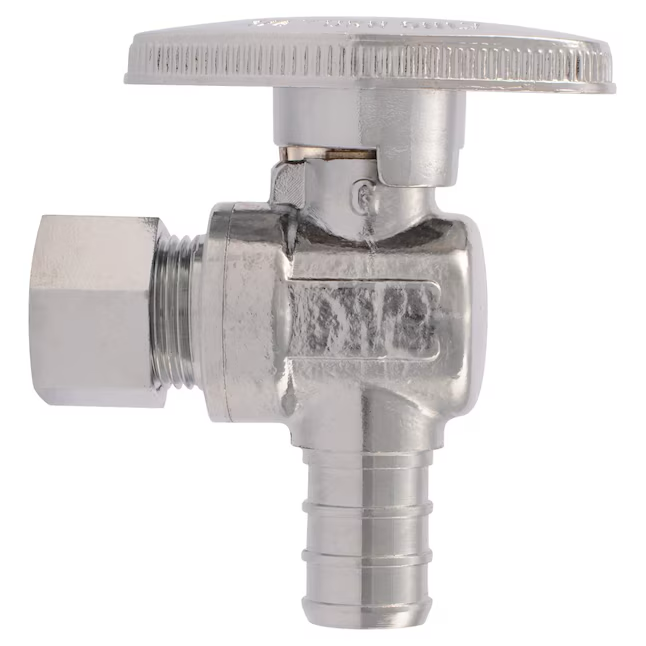 SharkBite 1/2-in PEX Barb x 3/8-in OD Compression Brass Quarter Turn Stop Angle Valve