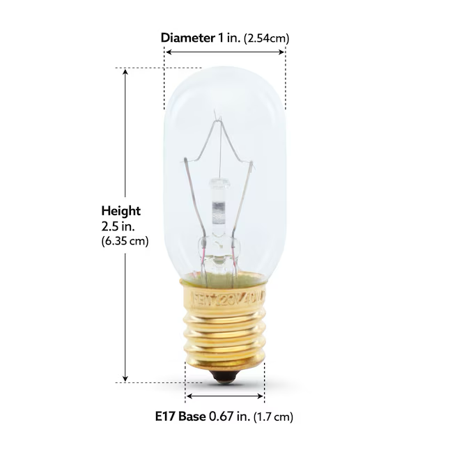 Bombilla incandescente regulable de 40 vatios con base intermedia blanca suave T8 de Feit Electric Appliance (E-17)