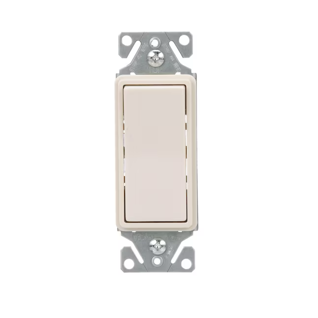 Eaton 15-Amp Single-Pole Illuminated Rocker Light Switch, Light Almond