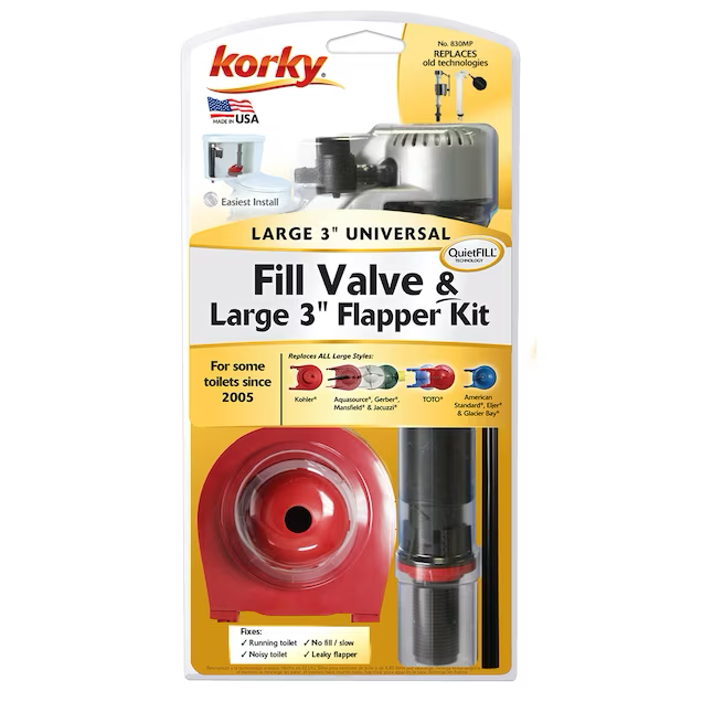 Korky Universal Toilet fill valve and 3-in flapper kit