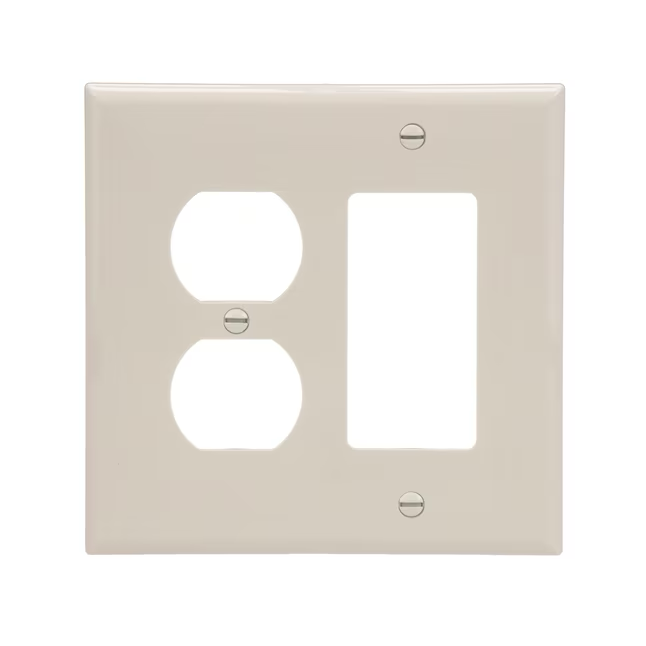 Eaton 2-Gang Midsize Light Almond Polycarbonate Indoor Duplex/Decorator Wall Plate