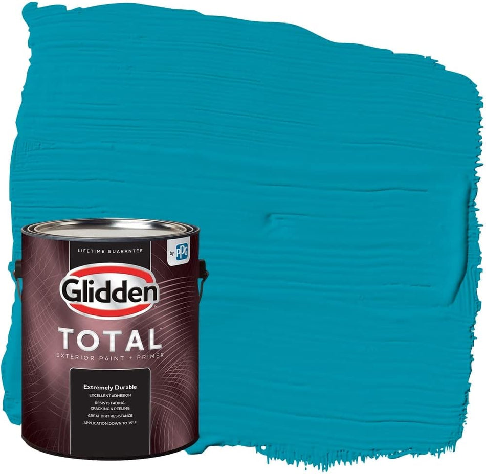 Glidden Total Exterior Paint & Primer Semi-Gloss, Mediterranean Blue