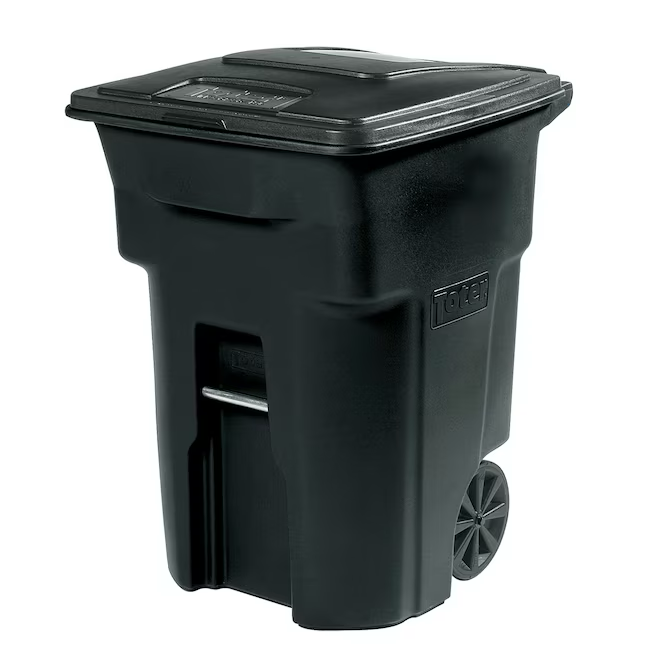 Toter 96-Gallons Black Plastic Wheeled Trash Can with Lid Outdoor