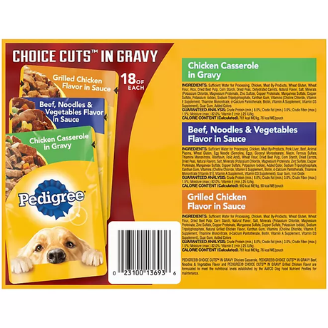 Pedigree Choice Cuts in Gravy Wet Dog Food, Variety Pack 3.5 oz., 54 ct.