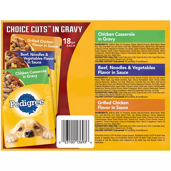 Pedigree Choice Cuts in Gravy Alimento húmedo para perros, paquete variado 3.5 oz., 54 ct.