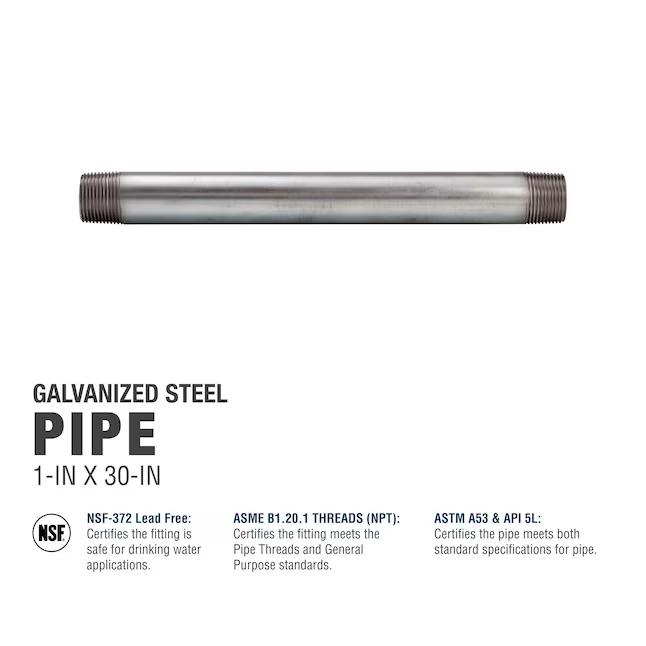 Southland 1-in x 30-in Galvanized Pipe