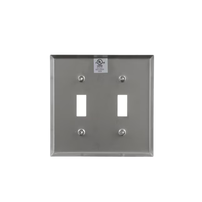 Eaton 2-Gang Standard Size Stainless Steel Stainless Steel Indoor Toggle Wall Plate