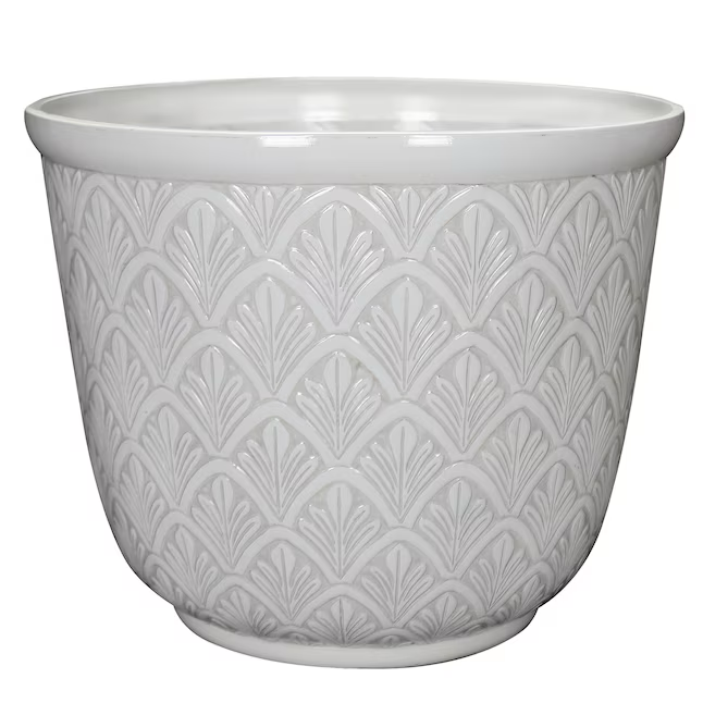 allen + roth Round 19.88-Inches W Extra Large White Resin Contemporary/Modern Indoor/Outdoor Planter with Drainage Holes