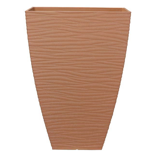 allen + roth Square 14.37-Inches W Large Orange Recycled plastic Contemporary/Modern Indoor/Outdoor Planter with Drainage Holes