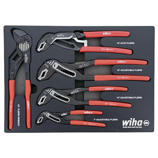 Wiha Classic Grip 5-Pack Tongue and Groove Plier Set with Hard Case