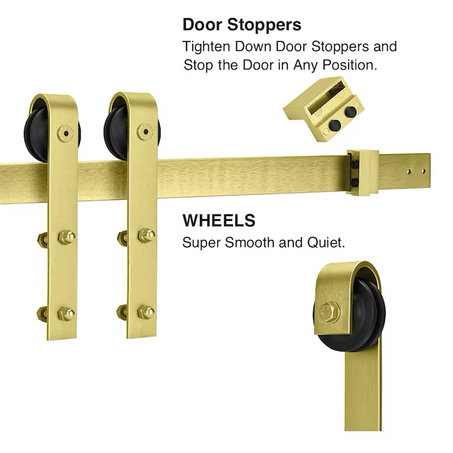 RELIABILT 78-in Soft Gold Indoor J-strap Barn Door Hardware Kit