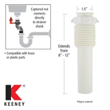 Cola de fregadero de plástico Keeney de 1-1/2 pulgadas 