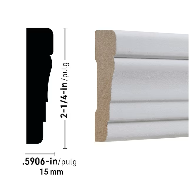 RELIABILT 9/16-in x 2-1/4-in x 10-ft Primed MDF 3366 Casing