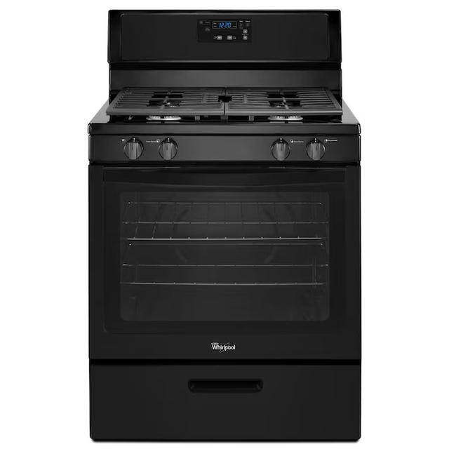 Whirlpool 30-in 4 Burners 5.1-cu ft Freestanding Natural Gas Range (Black)