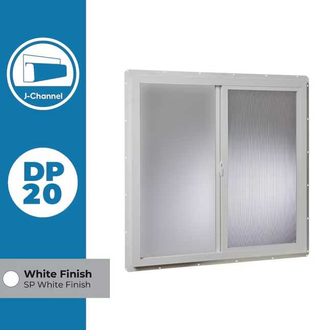 RELIABILT Serie 14500 Jamba de 35-3/4 pulgadas x 35-3/4 pulgadas x 2-29/32 pulgadas Ventana corrediza blanca de vinilo operable por la izquierda Media pantalla incluida