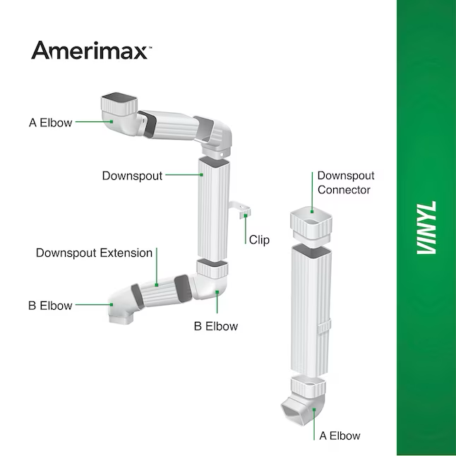 Amerimax Traditionelles Vinyl-Fallrohr, 120 Zoll, Weiß