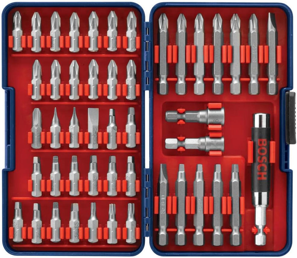 Juego surtido de puntas de destornillador con vástago hexagonal de acero con alto contenido de carbono de Bosch, 47 piezas 