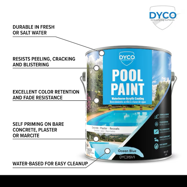 Dyco Paints Pool Paint Semi-gloss Acrylic Coating Water-based Pool Paint (1-Gallon)