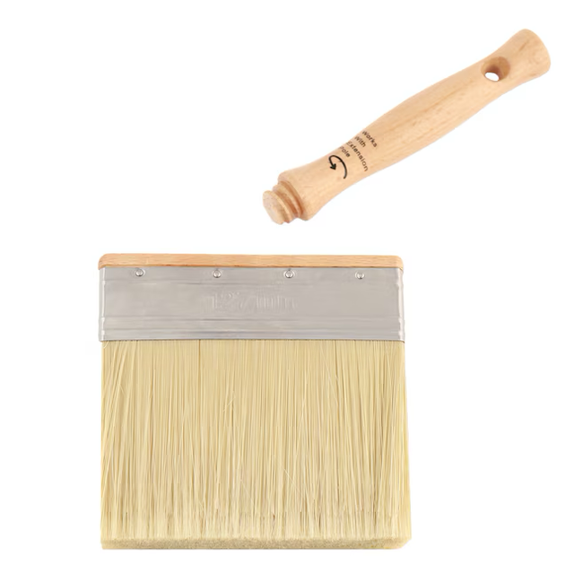 Project Source Better Oil Paints and Stains for Decks and Fences 5-in Reusable Natural Bristle- Polyester Blend Flat Paint Brush (Block Brush)