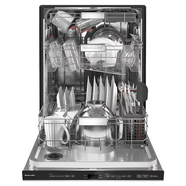 KitchenAid FREEFLEX con control superior de tercer estante Tercer estante para lavavajillas empotrado de 24 pulgadas (acero inoxidable con acabado Printshield), 44 dBA