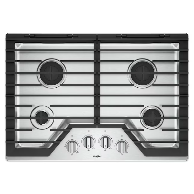 Whirlpool 30-in 4 Burners Stainless Steel Gas Cooktop