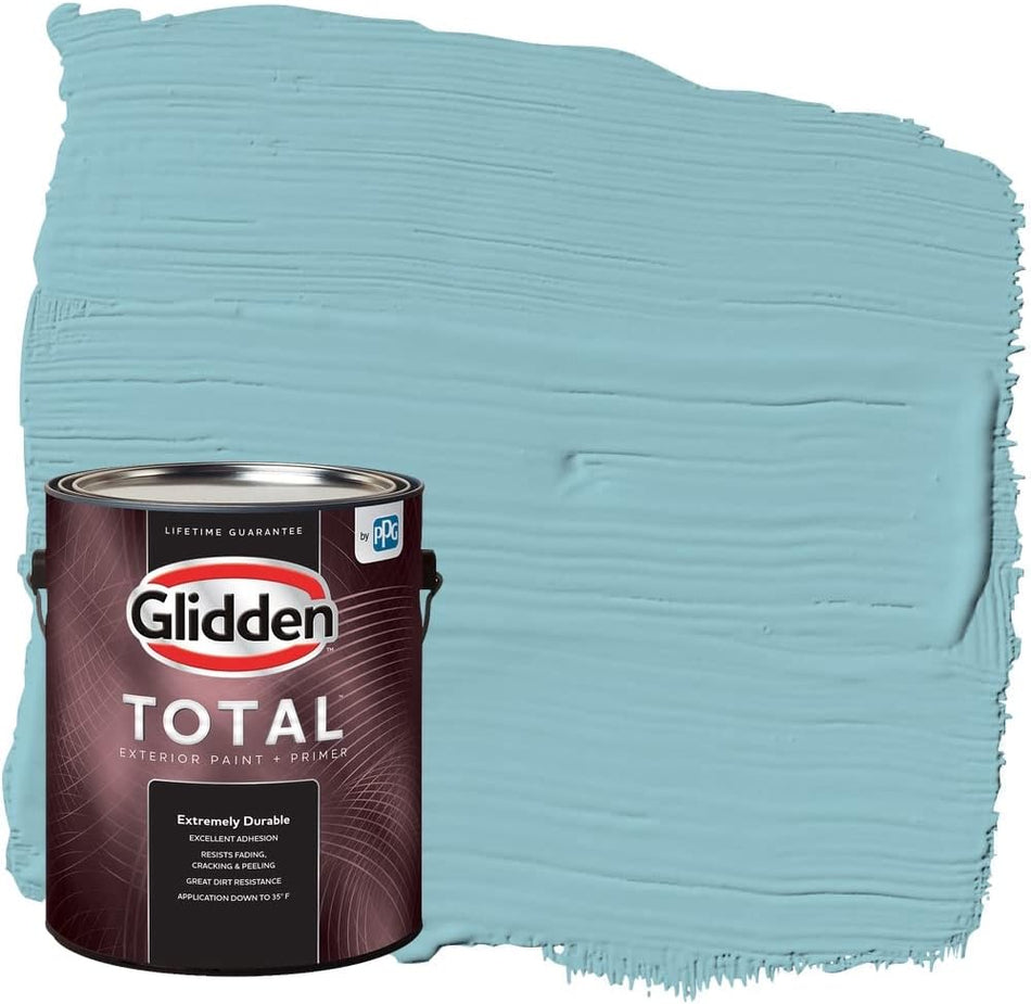 Glidden Total Exterior Paint &amp; Primer Semi-Gloss, Kingston Aqua