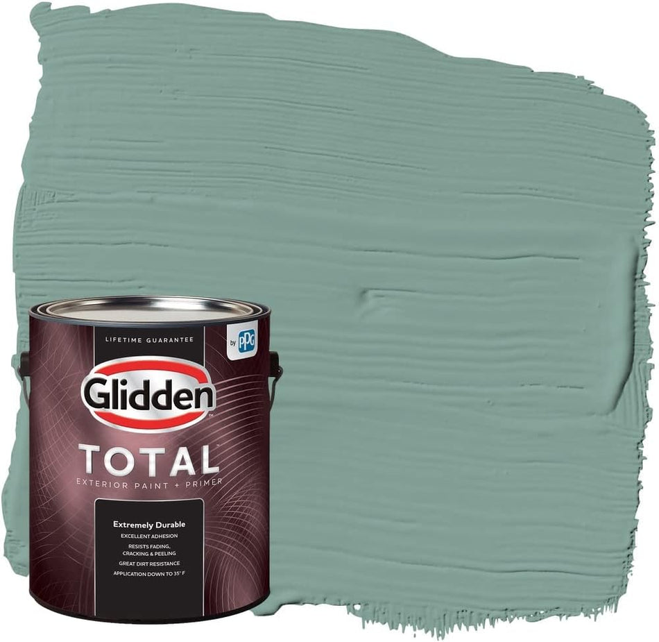 Glidden Total Exterior Paint &amp; Primer Semi-Gloss, Silver Laurel