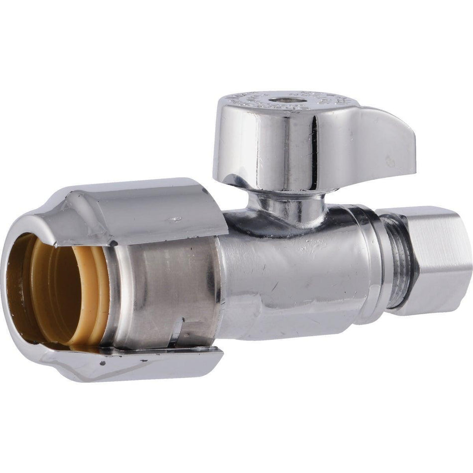 SharkBite 1/2-in Push-to-connect x 3/8-in Compression Brass Quarter Turn Stop Straight Valve (4-Pack)