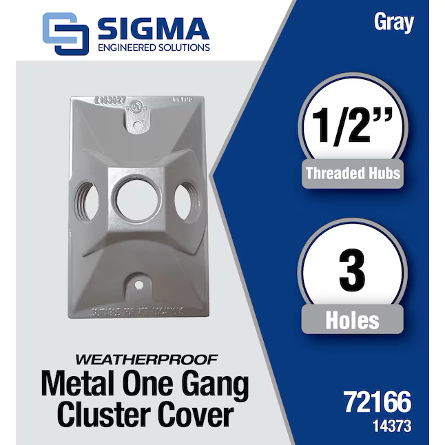 Sigma Engineered Solutions 1-Gang Rectangle Gray Metal Weatherproof Electrical Box Cover