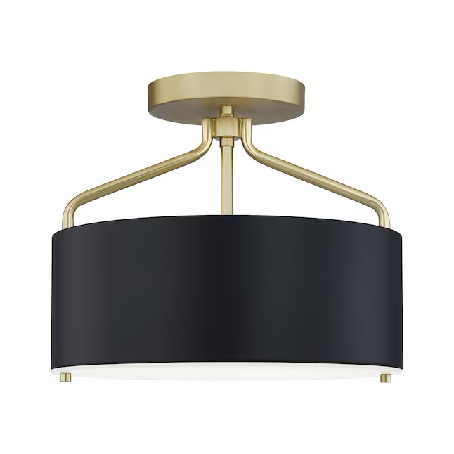 Quoizel Covington 2-Light 13-in Matte Black and Nouveau Gold Semi-Flush mount light