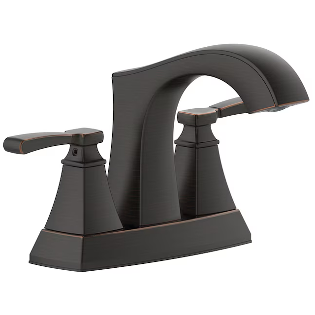 allen + roth Chesler Oil Rubbed Bronze 4-in centerset 2-Handle WaterSense Bathroom Sink Faucet with Drain and Deck Plate