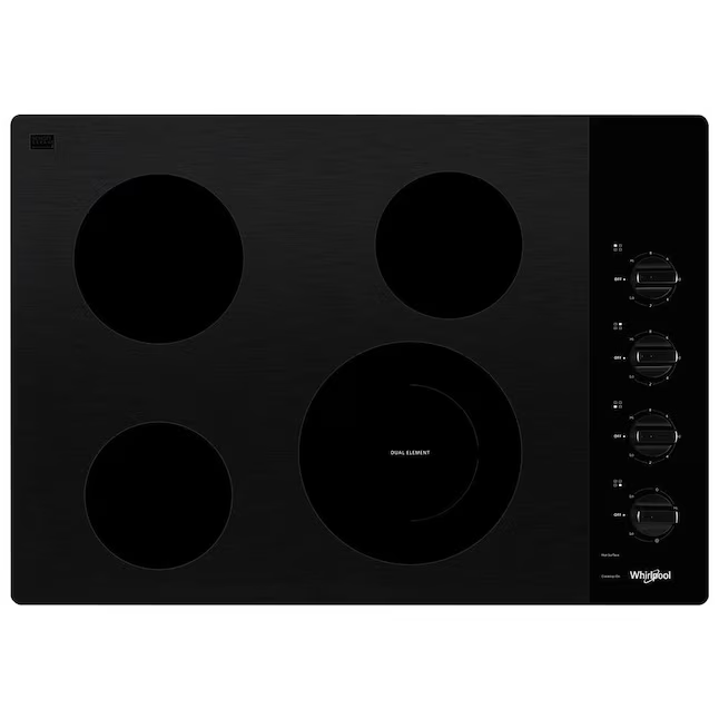 Whirlpool 30-in 4 Burners Smooth Surface (Radiant) Black Electric Cooktop