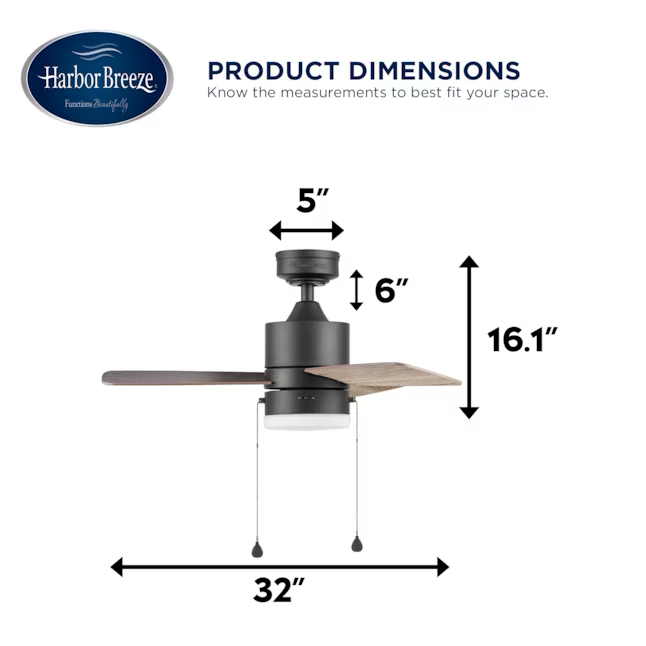 Harbor Breeze Monroem 32-in Bronze Indoor Propeller Ceiling Fan with Light (3-Blade)