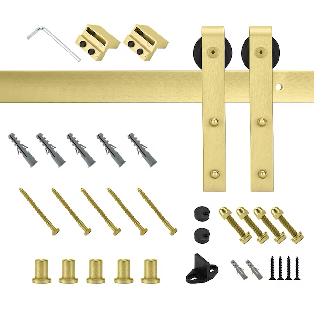 RELIABILT 78-in Soft Gold Indoor J-strap Barn Door Hardware Kit