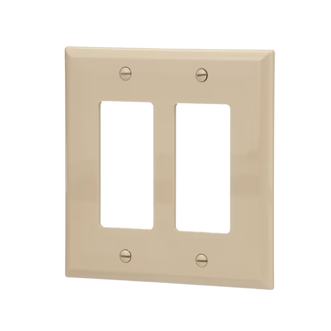 Eaton 2-Gang Midsize Ivory Polycarbonate Indoor Decorator Wall Plate