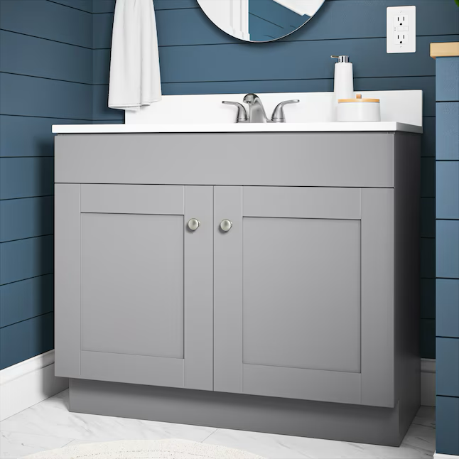 Project Source 36-in Gray Single Sink Bathroom Vanity with White Cultured Marble Top