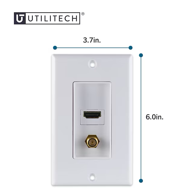 Placa de pared dúplex de plástico blanco de tamaño mediano para interiores de 2 unidades de Utilitech