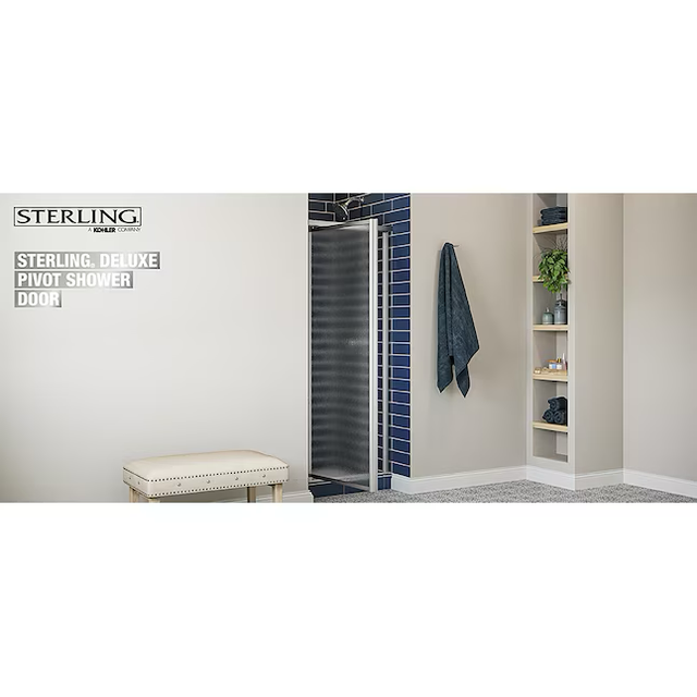 Sterling Deluxe Silver 27-1/2-in to 31-1/4-in W x 65.5-in H Framed Pivot Shower Door