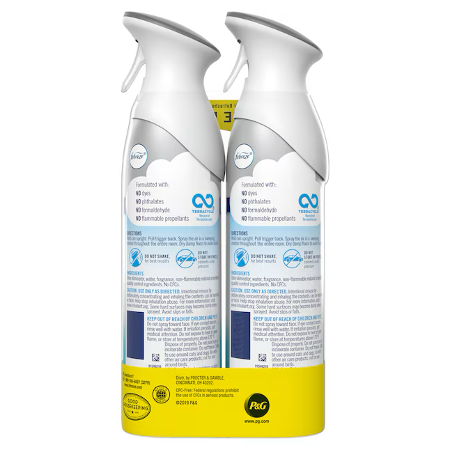 Febreze Air Ambientador dispensador de limpieza crujiente y resistente, 8.8 fl oz (paquete de 2)