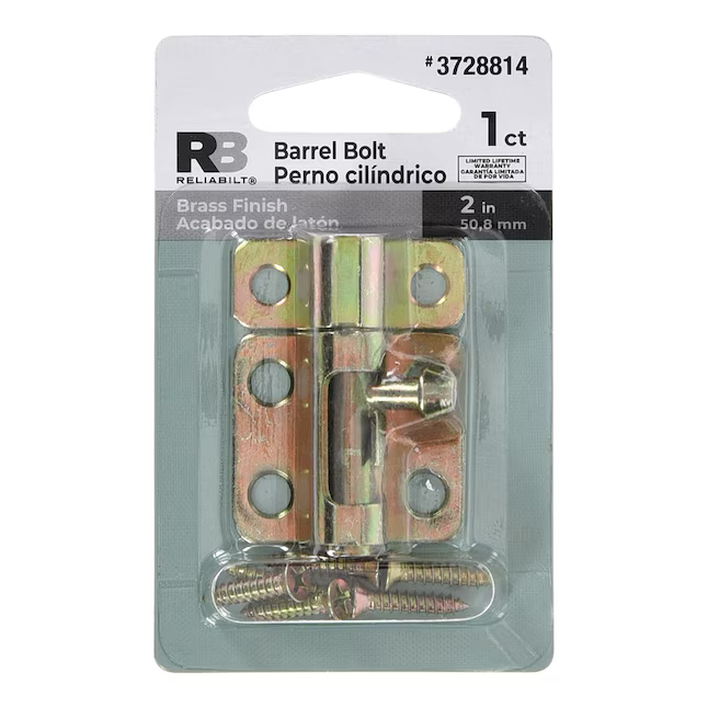 RELIABILT 2-in Polished Brass Steel Barrel Bolt