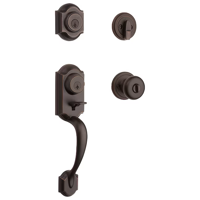 Kwikset Signature Series Montara Venetian Bronze Single-Cylinder Deadbolt Keyed Entry Door Handleset Knob Smartkey