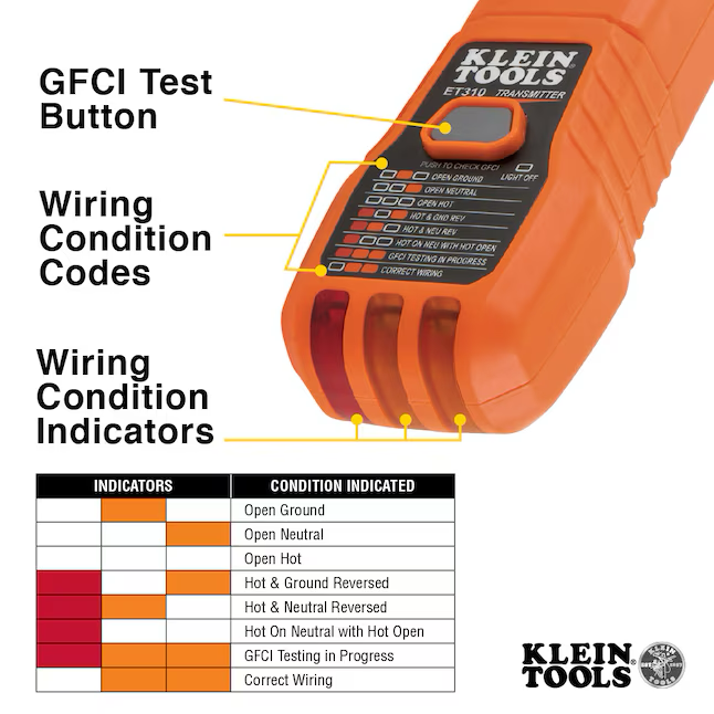 Klein Tools GFCI Outlet Tester Digital Display Circuit Breaker Finder Specialty Meter 120-Volt