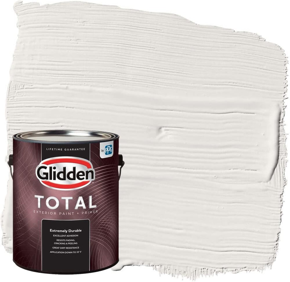 Glidden Total Exterior Paint & Primer Semi-Gloss, Arctic Cotton