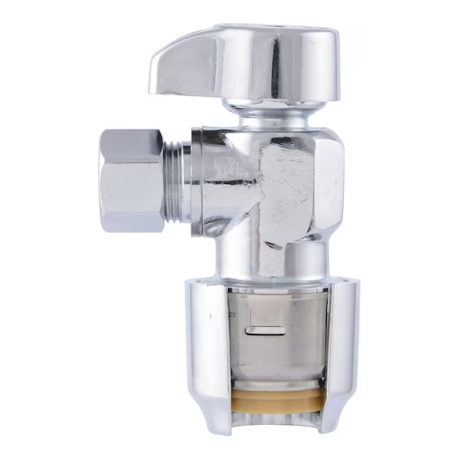 SharkBite 1/2-in Push-to-connect x 3/8-in Compression Brass Quarter Turn Stop Angle Valve (4-Pack)