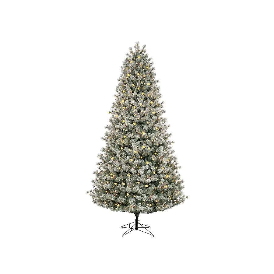 GE 9-ft Frosted Carolina Pine Pre-lit LED Artificial Christmas Tree