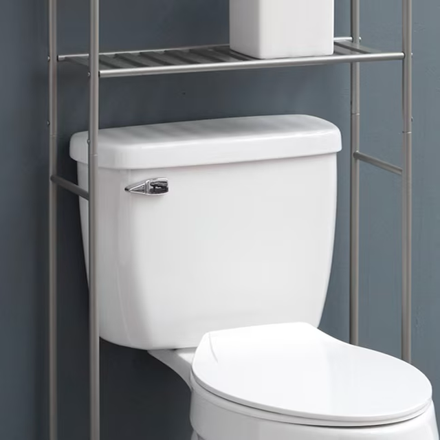 Style Selections 22.8-in x 61-in x 8.88-in Satin Nickel 3-Shelf Over-the-Toilet Storage