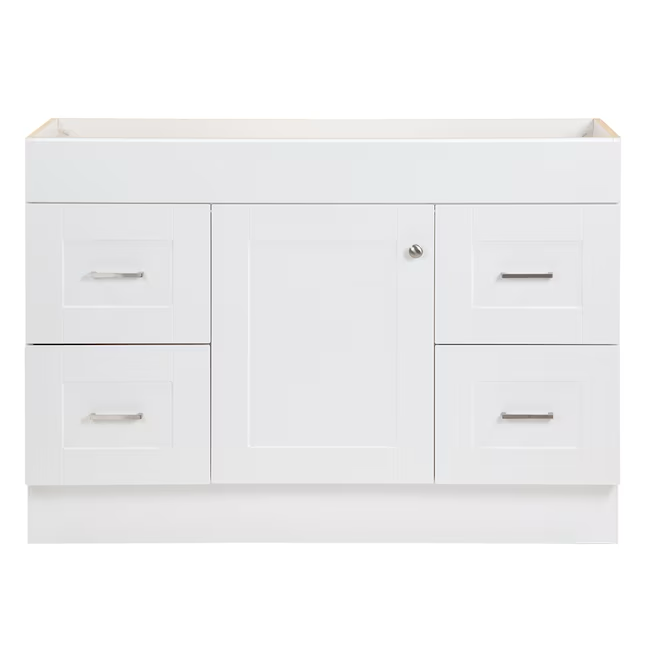 Mueble bajo para tocador de baño blanco de 48 pulgadas Project Source sin tapa