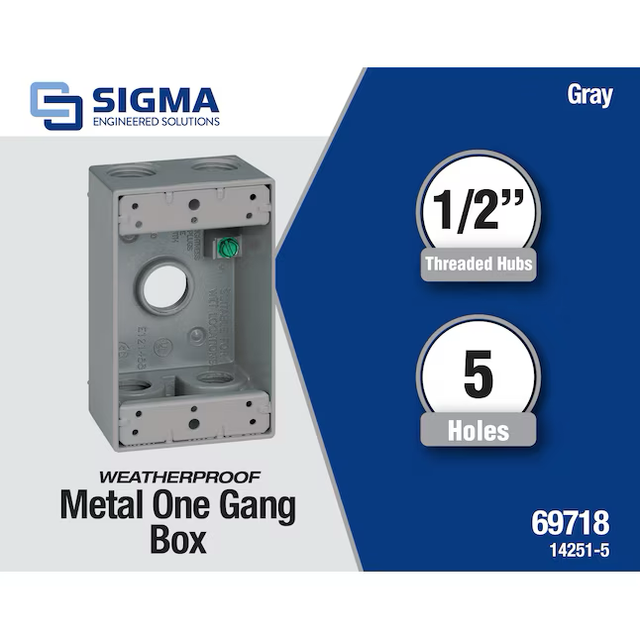 Sigma Engineered Solutions 1-Gang Metal Weatherproof New Work Rectangular Electrical Box