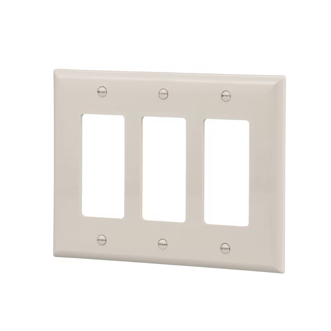 Eaton 3-Gang Midsize Light Almond Polycarbonate Indoor Decorator Wall Plate