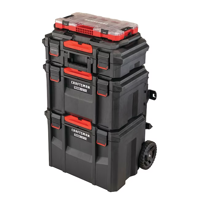 CRAFTSMAN TRADESTACK System 22-in Black Plastic Wheels Lockable Tool Box